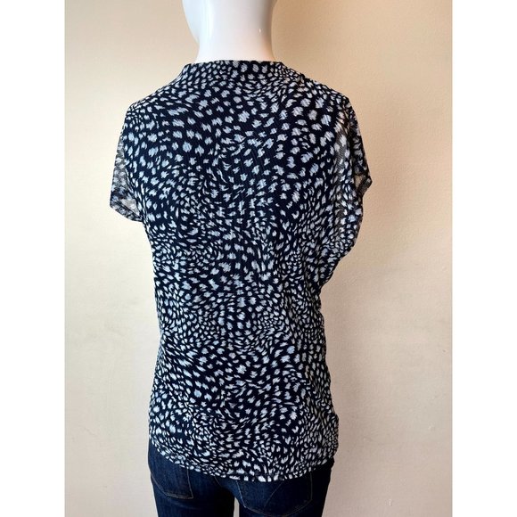 Anne Klein Womens Blouse Top Sleeveless Leopard Print V Neck Black White Size M - Picture 2 of 5